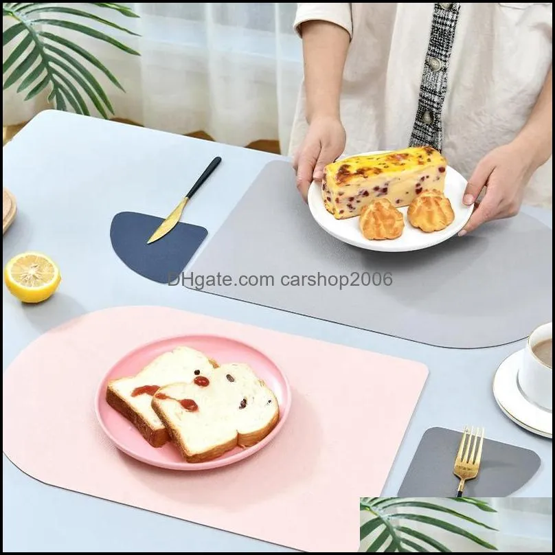 Double Side 2 Color Tableware Pad Placemat PU Leather Table Mat Heat Insulation Non-Slip Bowl Kitchen