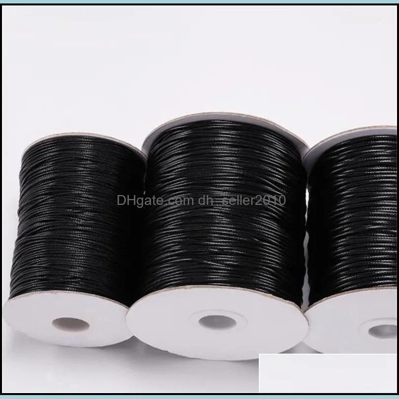 10m/Lot Dia 0.5mm-2mm Black Waxed Cotton Cord Waxed Thread Cord String Strap Necklace Rope For Jewelry Making Supplies Wholesale 1531