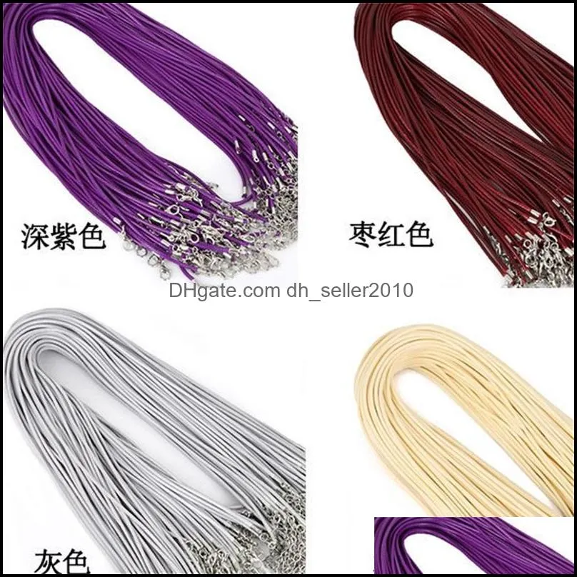 10 Pcs/lot 2 mm Real Leather Handmade Adjustable Braided Rope Necklaces & Pendant Charms Findings Lobster Clasp String Cord 1944 Q2