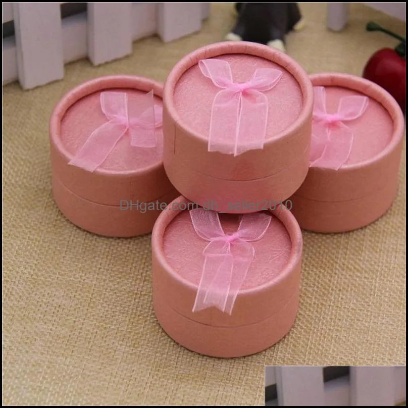 8.3x3.5cm Round Jewelry Packing Box with Bow Birthday Gift Ring Case Earring Boxes Festival Pendant