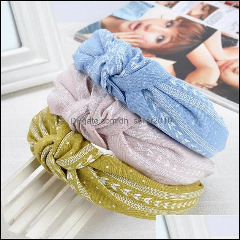 Headbands Jewelry Leaves Wide Knot Headband Bow Hairband Accessories Head Wrap Hair Bands For Women Party Gift