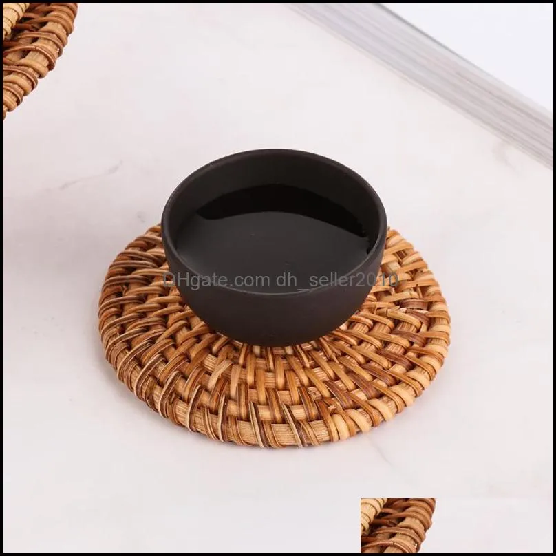 Rattan Pad Coasters Kitchen Table Bowl Padding Mat Insulation Round Placemats Handmade FASHION