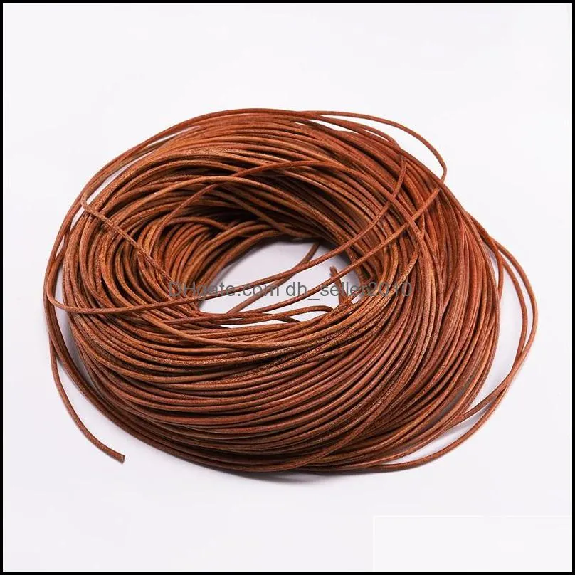 2-5m/lot 1.5 2 2.5 3 4 5 6mm 3 Color Genuine Cow Leather Round Thong Cord DIY Bracelet Findings Rope String For Jewelry Making 1229 Q2