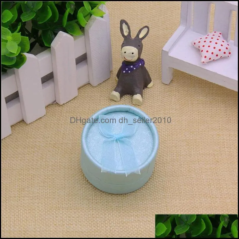 8.3x3.5cm Round Jewelry Packing Box with Bow Birthday Gift Ring Case Earring Boxes Festival Pendant