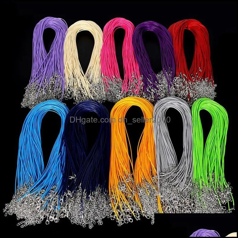 5pcs/lot 1.5mm 2mm Waxed Cotton Adjustable Braided Rope Necklaces & Pendant Charms Jewelry Findings Lobster Clasp String Cord 1949 Q2