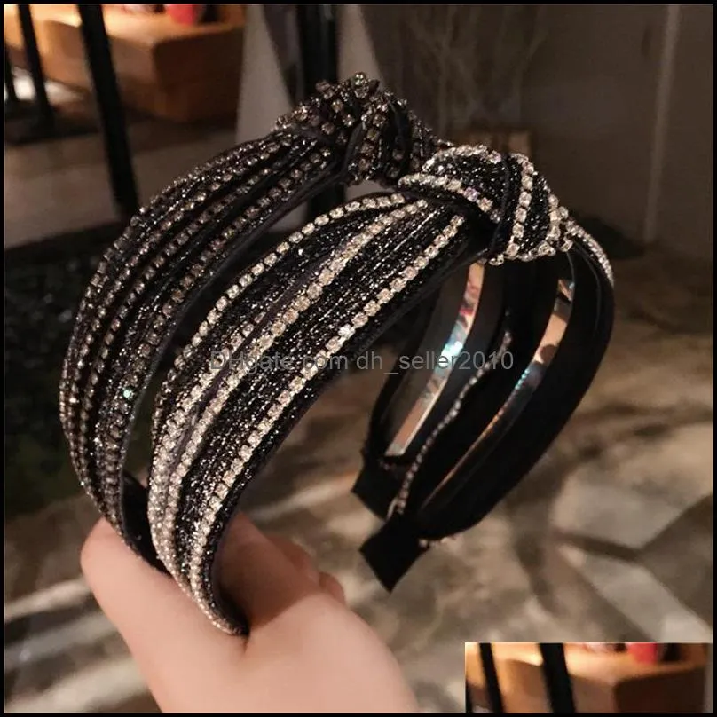 autumn winter simple headbands inlay drill tie a knot hairbands womens hair accessories korea 614 t2