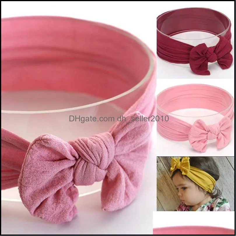 Nylon Baby Hair Accessories Elastic Children Headband Bow Pure Color Wide Hoop Multicolor Bohemian Style 2 6ys J2B