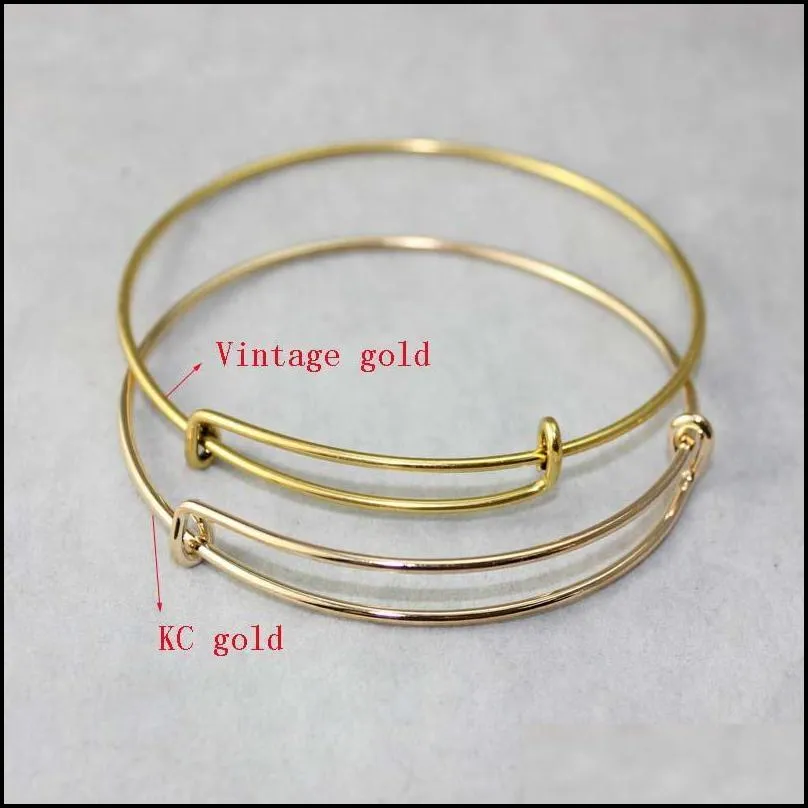 new fashion silver gold wire bangle bracelet for diy beading small charm expandable usa bracelet trendy accessories wholesale