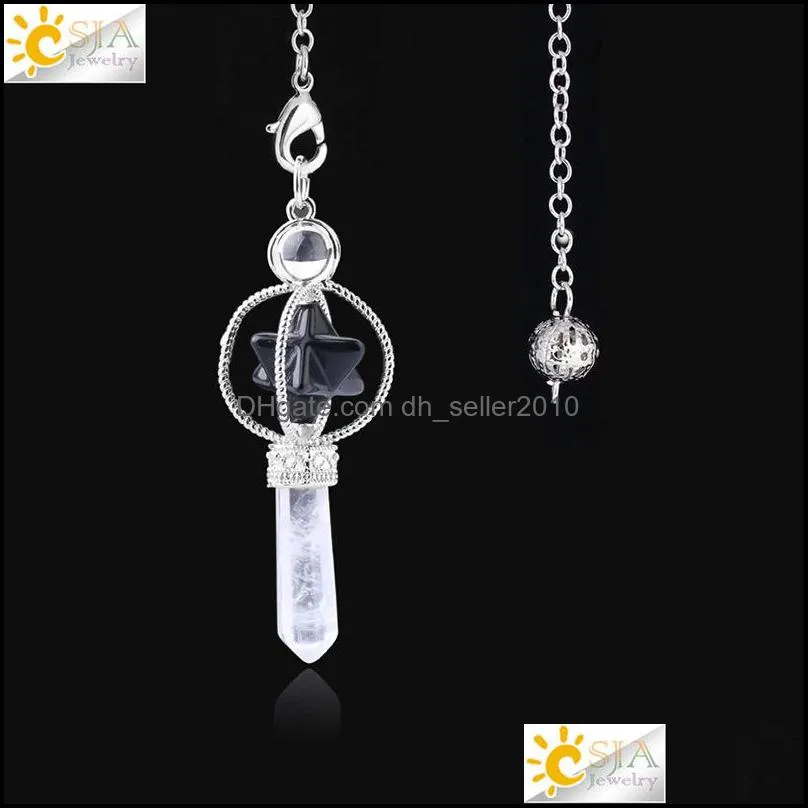 Merkaba Dowsing Pendulum Quartz Natural Stone Crystal Pink Reiki Healing Pendule Pendant Pendulums for Radiesthesia 1676 V2