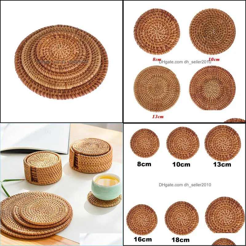 Rattan Pad Coasters Kitchen Table Bowl Padding Mat Insulation Round Placemats Handmade FASHION