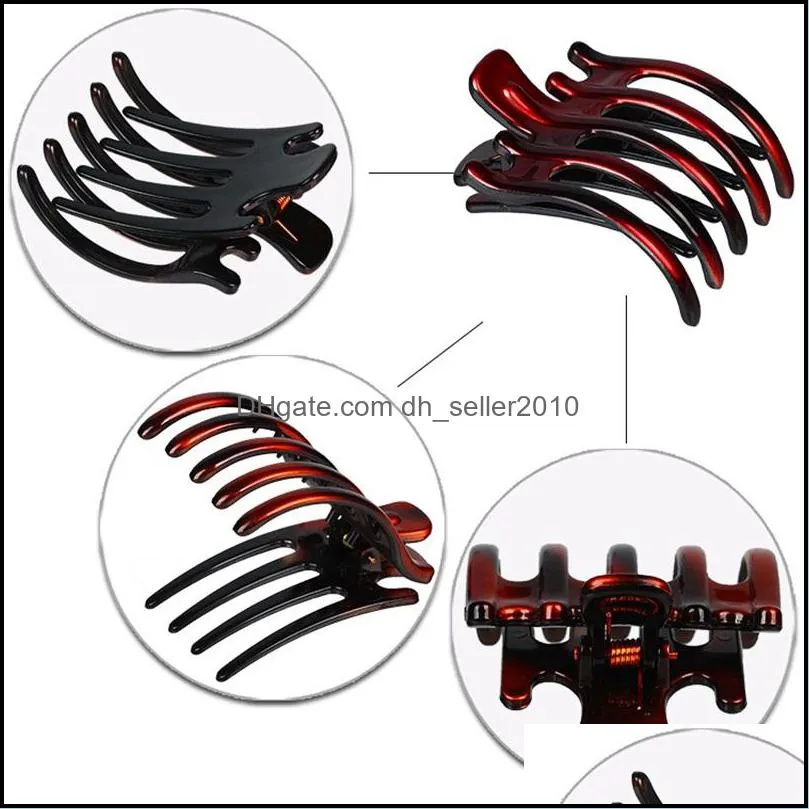 PC Material Yin Yang Color Back Of The Head Clips Woman Special Strange Hand Hair Holder Pentadentate Plastic Manual Jaw Clip 1 92hma
