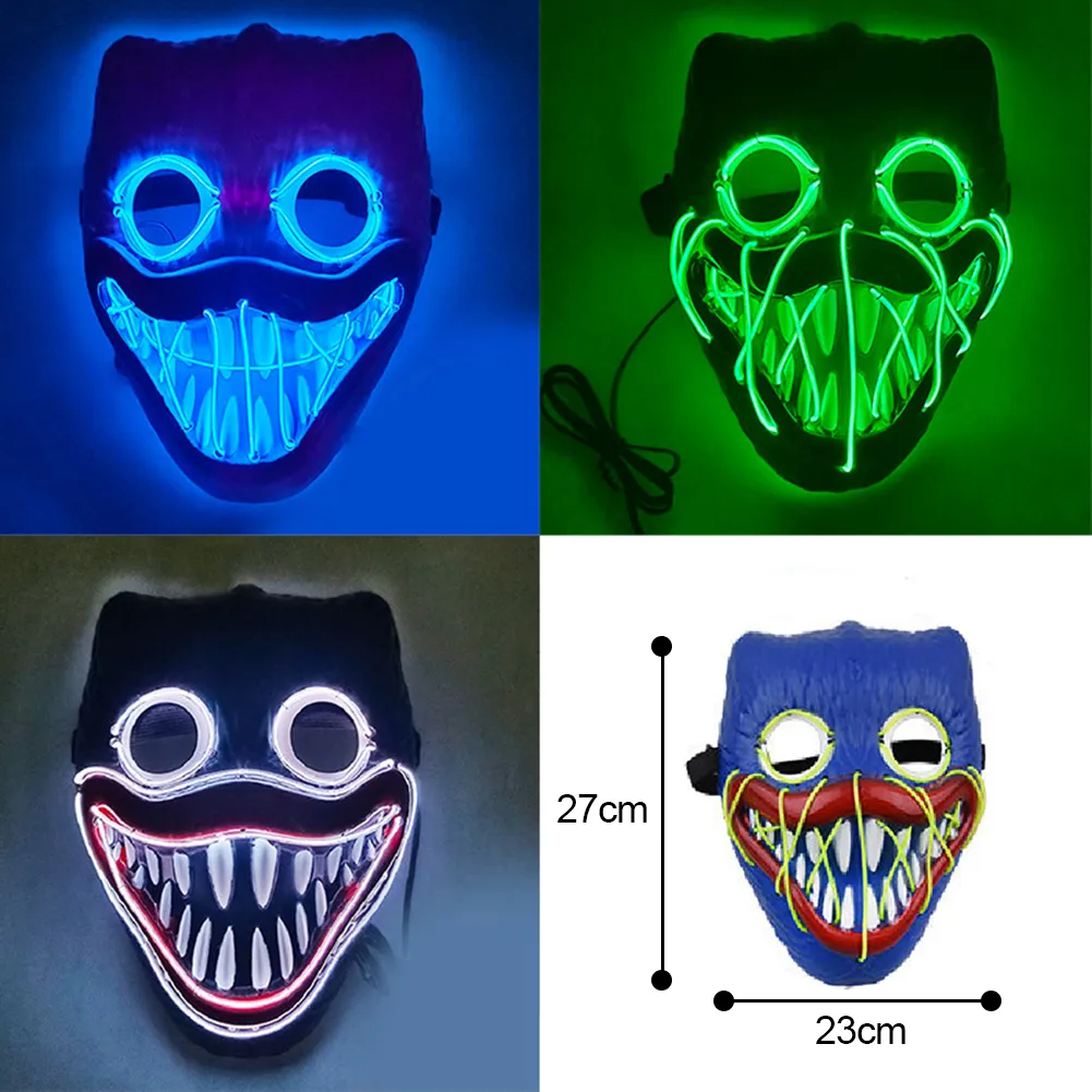 Led Halloween Neon Purge Mask Masque Masquerade Party Light Luminous in the Dark Funny Masks Cosplay Costume Supplies rade s