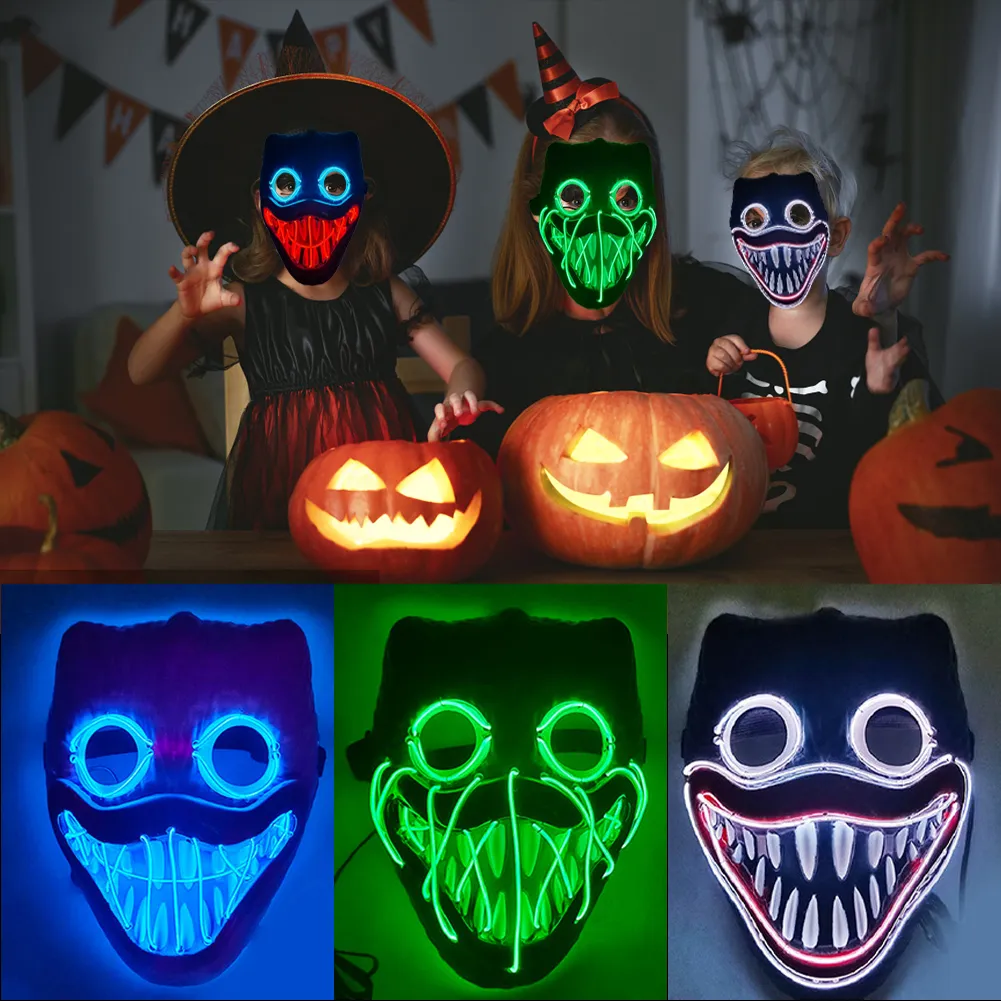 Led Halloween Neon Purge Mask Masque Masquerade Party Light Luminous in the Dark Funny Masks Cosplay Costume Supplies rade s