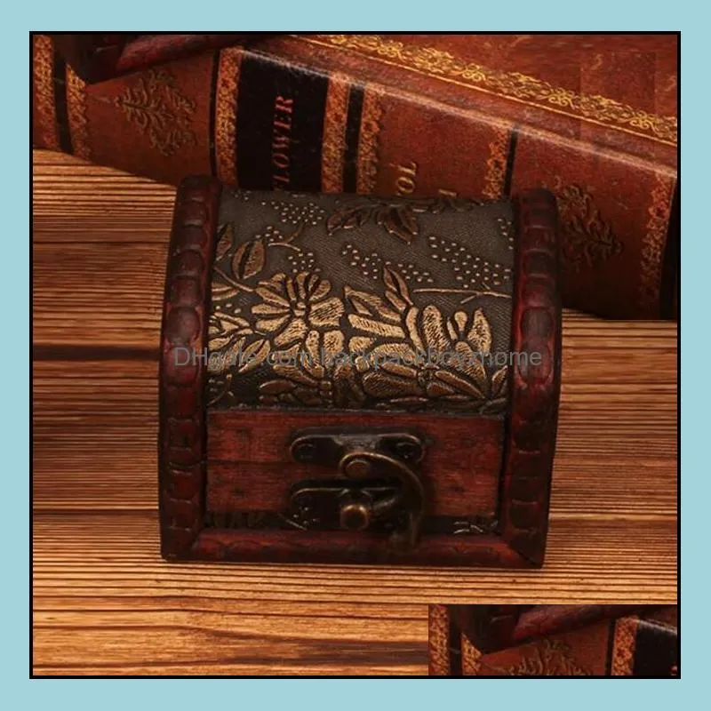 small vintage trinket boxes wooden jewelry storage box treasure chest case home craft decor randomly pattern