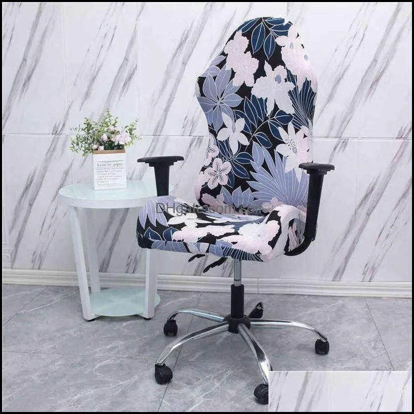 Office Computer Gaming Chair Covers Stretch Spandex Armchair Gamer Seat Cover Printed Household Racing Desk Rotating Slipcovers