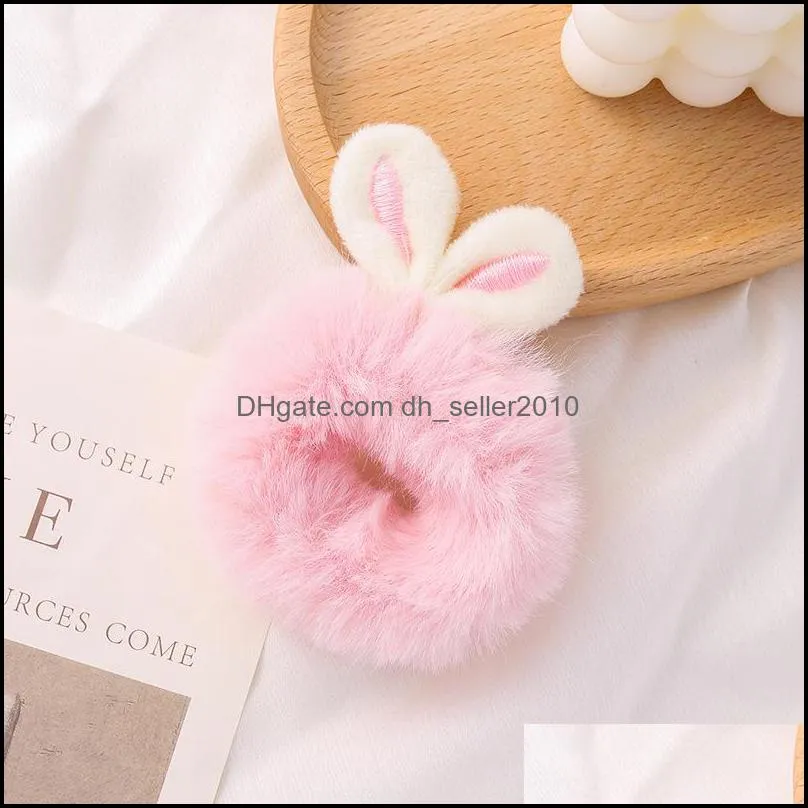 Hairy Rabbit Ears Hair Rope Ring Plush Winter Autumn Accessories Female Women Colorful Hairs Ties Lovely 0 88dd N2