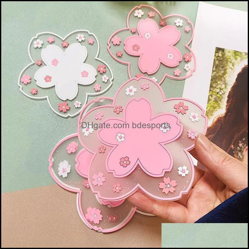 1pc Japan Style Cherry Blossom Heat Insulation Table Mat Family Office Anti-skid Tea Cup Milk Mug Coffee