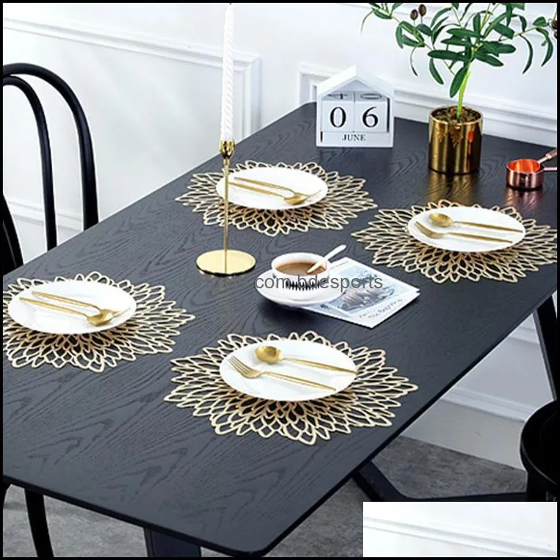 Dining Table Placemat Lotus Leaf Pattern Kitchen Plant Coffee Cup Coasters Plate Home Decor