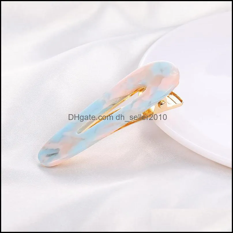 Cute Style Acrylic Hair Clip for Girls Women Water Drop Shape Leopard Marble Textured Geometric Duckbill Barrette Hairpin 162 Q2