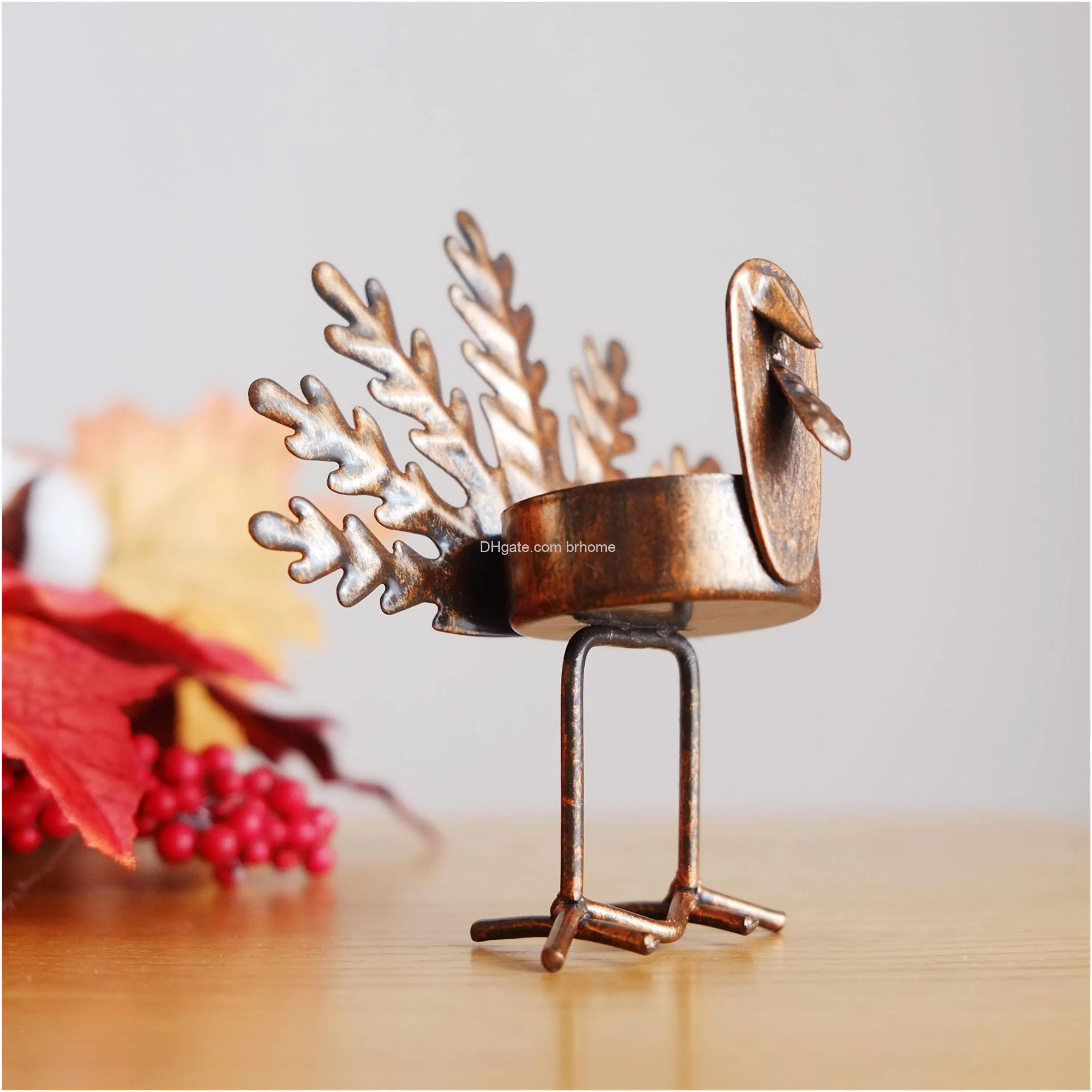 metal turkey tea light candle holders thanksgiving decoration