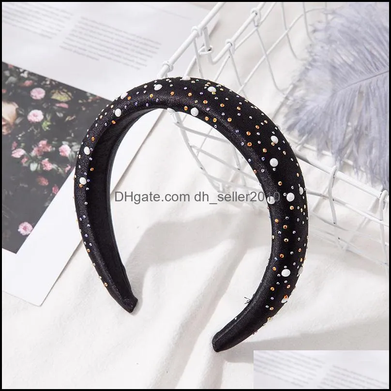 Fabric Wide Edge Women Headband Inlay Crystal Rhinestone Lady Fashion Hair Hoop Sponge Hair Accessories