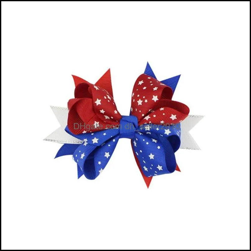 Kids American Flag Print Barrettes Fashion Children 4th of July Bow Hair Clip Cute Girl Swallowtail Hairpins Hair Accessories 186 U2