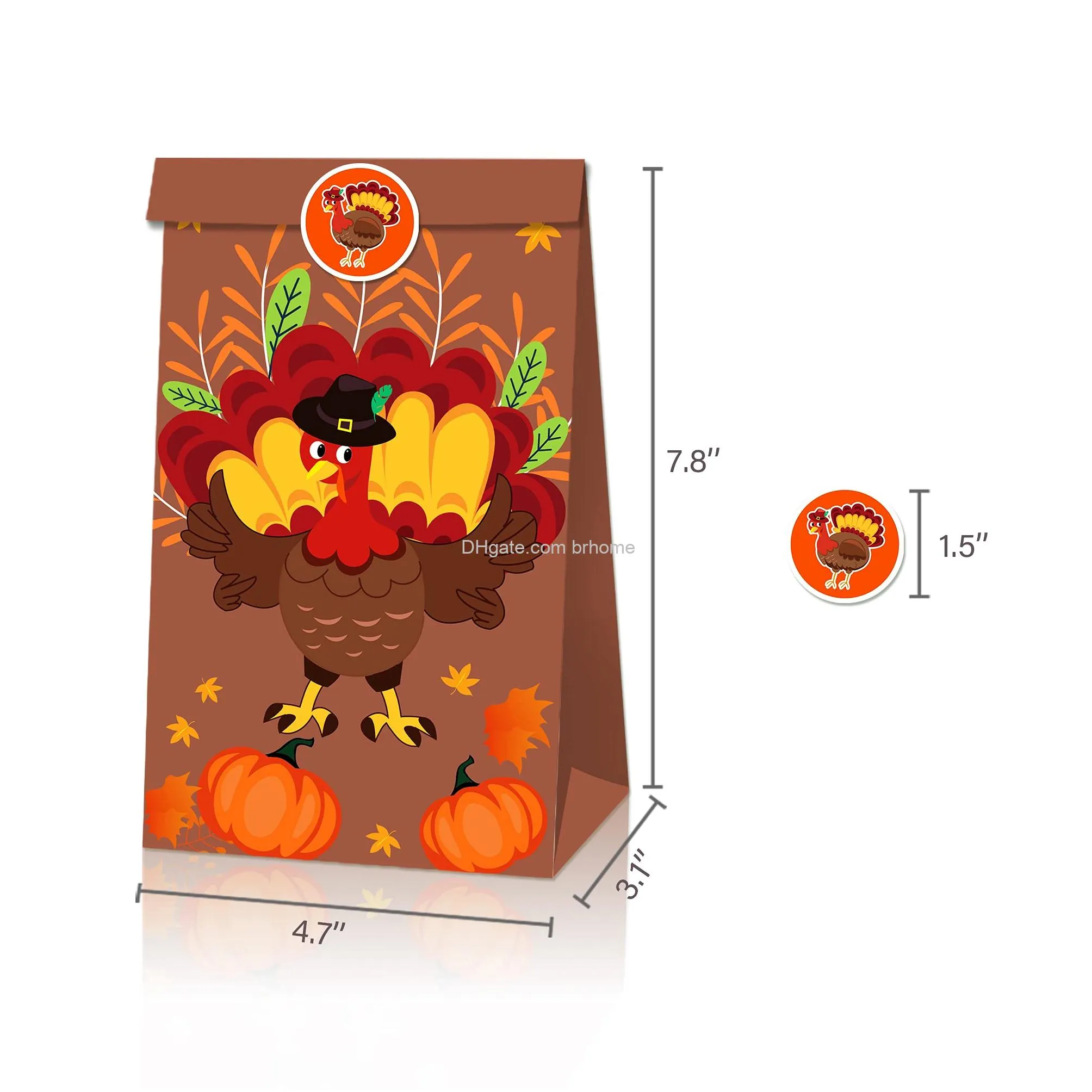 thanksgiving gift bag for treat goodie goody candy decoration give thanks gift paper bags for thanksgiving celebration with stickers supplies