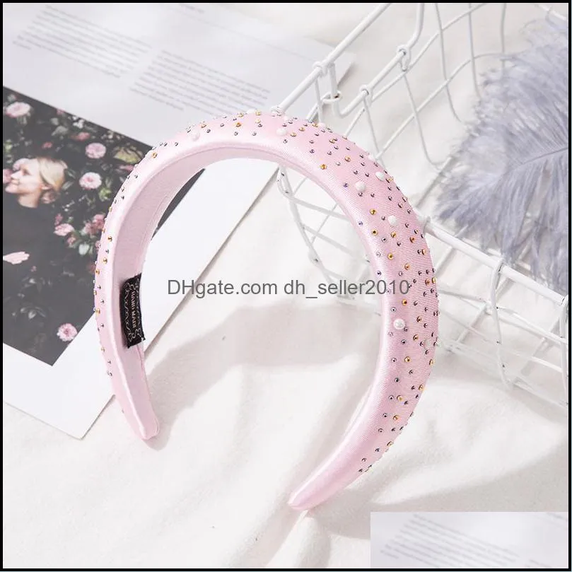 Fabric Wide Edge Women Headband Inlay Crystal Rhinestone Lady Fashion Hair Hoop Sponge Hair Accessories