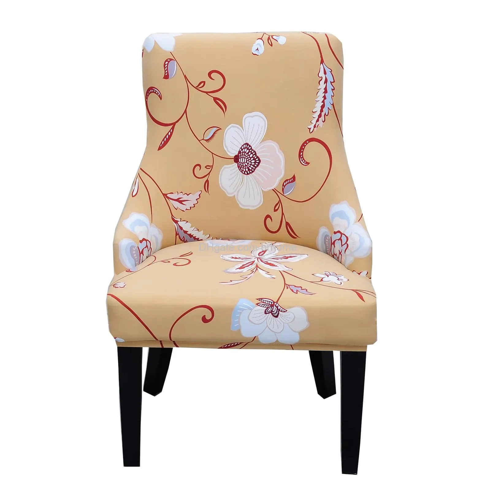 stretch armless wingback chair cover printed sloping armchair cover reusable wingback side chair slipcovers accent chair covers for dining room banquet home decor 08