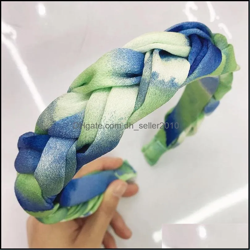 Versatile Hair Band High Grade Tie Dyed Fabric Art Knotted Braids Hoop Manual Elegant Female Headband Hairs Accessories 6yz K2B