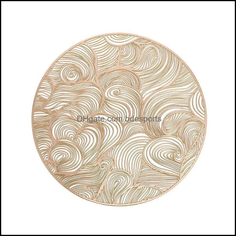 Round Auspicious Cloud PVC Table Mat Hollow Out Heat Insulation Placemat For Dining Kitchen Sets