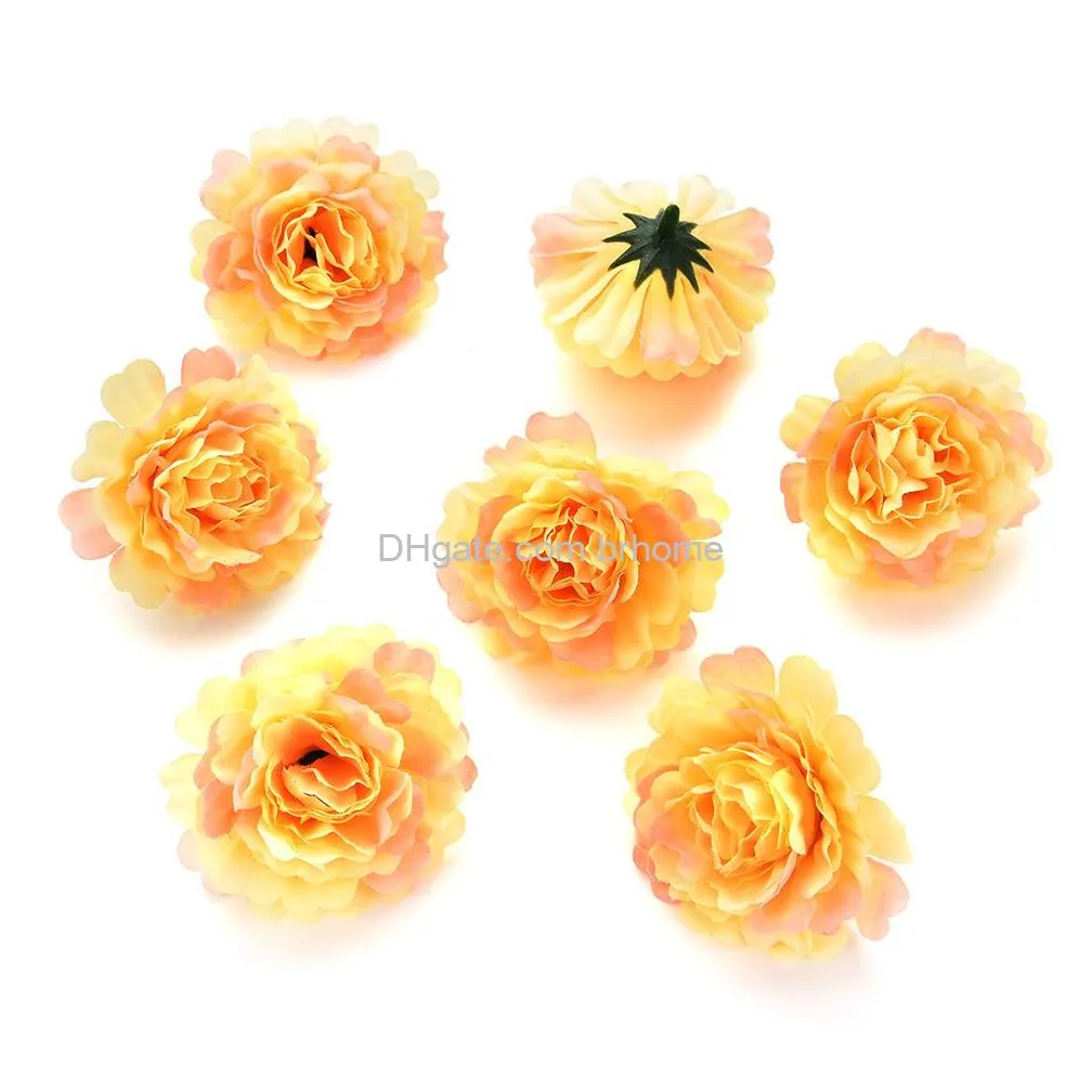 for crafts silk peony rose artificial flower heads wedding home furnishings diy wreath handicrafts cheap fake flowers party birthday home decor 4 5cm colorful