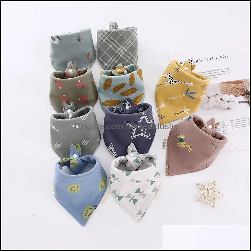 baby cotton saliva towel party favor soft multi flower type newborn bib retro color snap triangle towels infants eating meal bibs