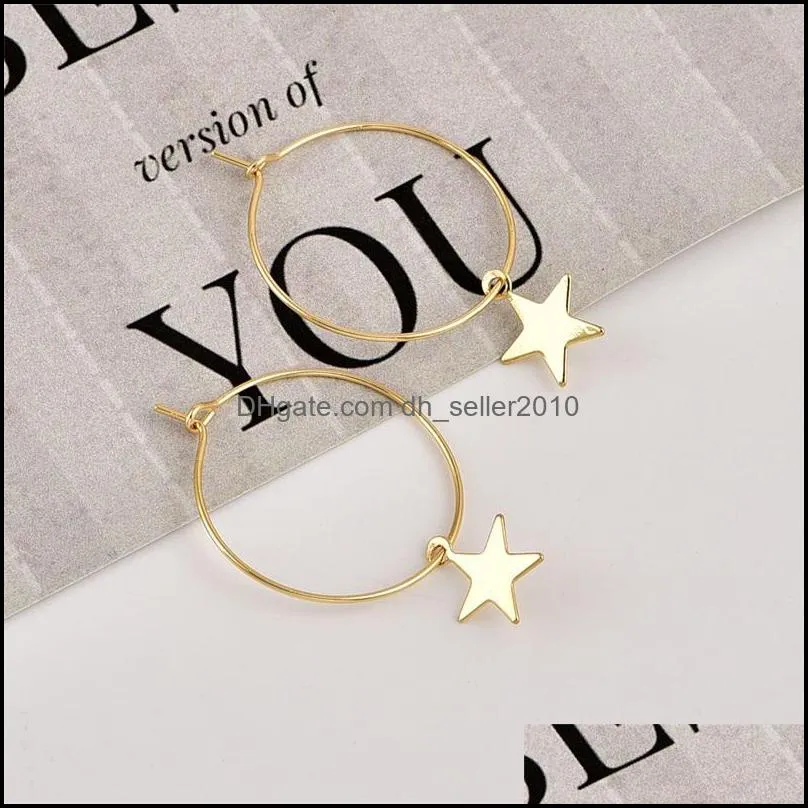 Five Pointed Star Earrings Women Street Fashion Gold Silver Plated Fashion Trend Street Ear Hoop Ring Jewelry Simplicity