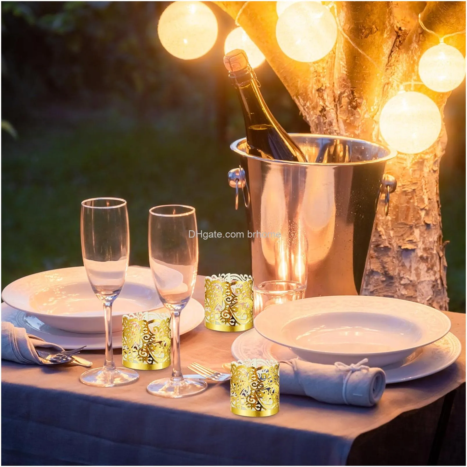 tealight votive wrap votive candle holders laser cutting paper candle holder for table led tealight decor party wedding gold 