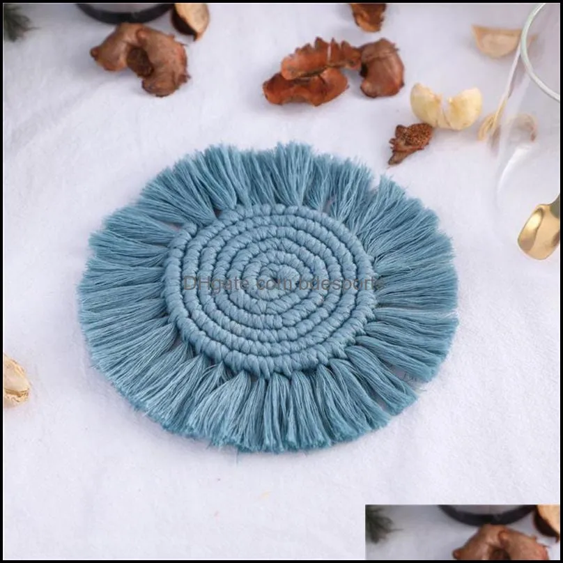 Desktop Heat Resistant Table Mat Bohemia Decor Handwoven Macrame Coasters Cotton Rope Braided Placemats Cup Pad