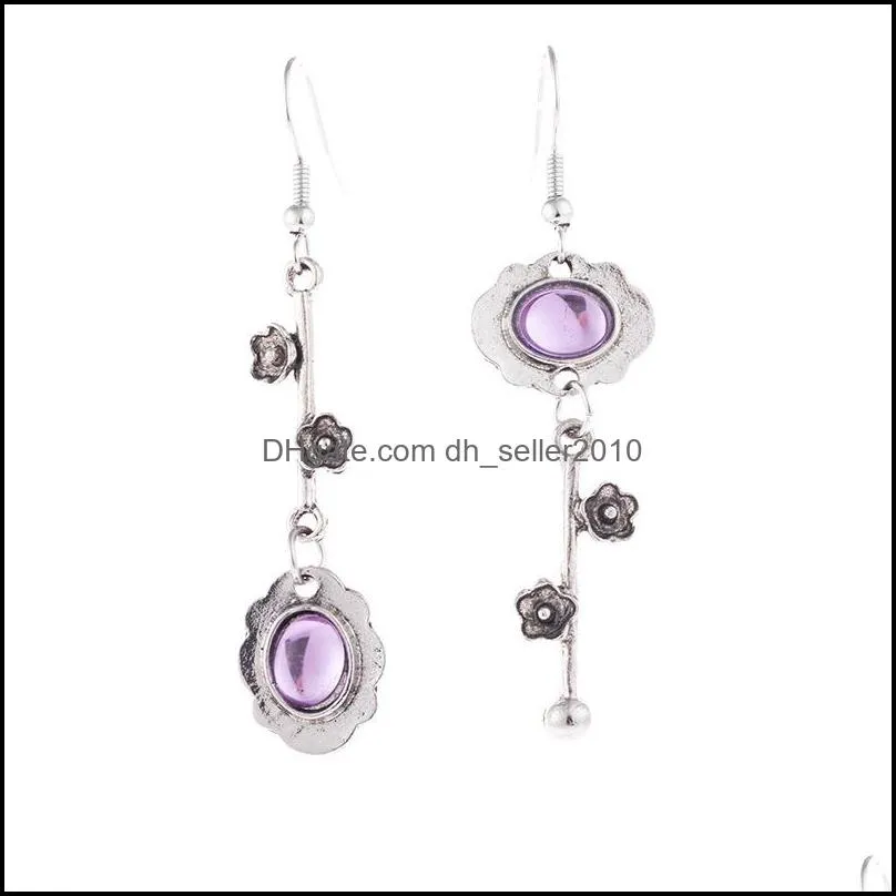 Simple Fashion Crystal Gem Key-Shaped Earrings Plum Drop Bohemia Jewelry Dream Personality Girlfriend Gift 1631 T2