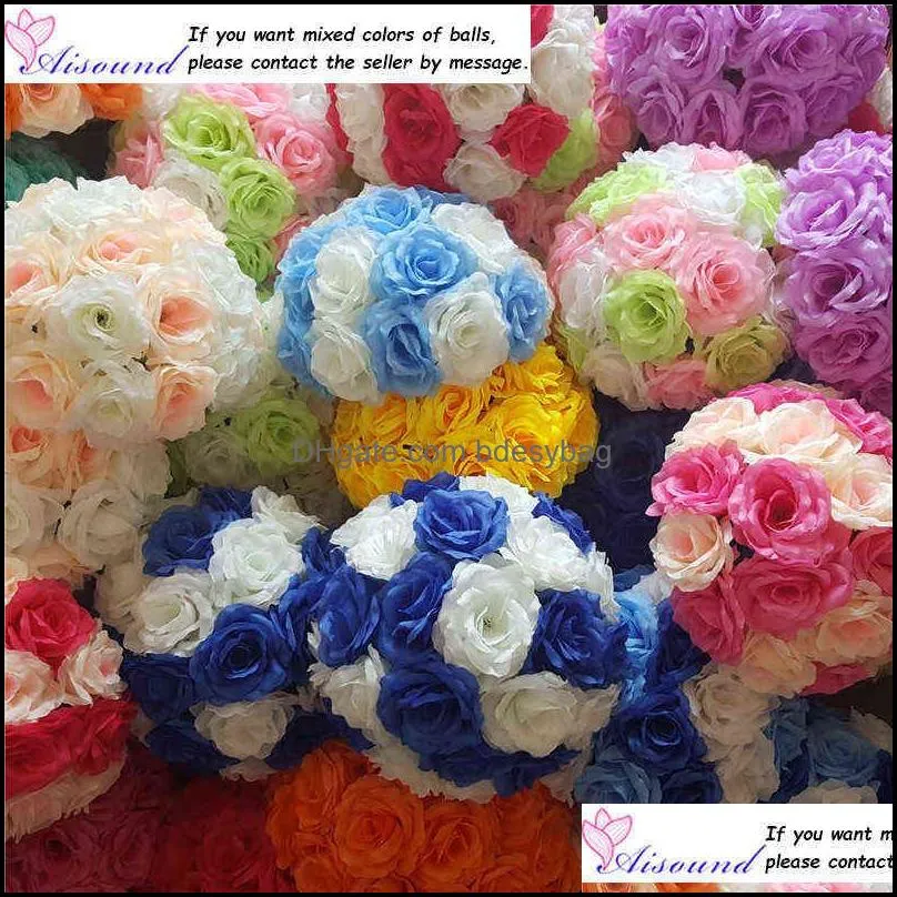 3pcs wedding flowers full balls table centerpiece decor artificial silk rose pomander floral arrangement florie 211120