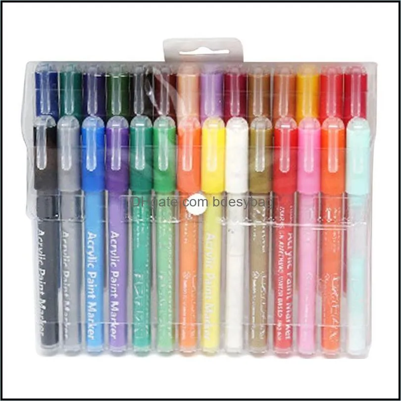 12/28 colors fine tip washable acrylic paint markers for ceramic glass wood canvas scrapbooking kids crafts 201125