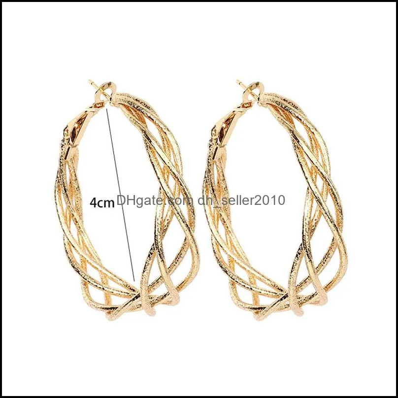 Charm European Normcore Exaggerated Twisted Multi Circles Hoop Earrings For Women Geometric Round Fashion Jewelry Gift 1266 B3