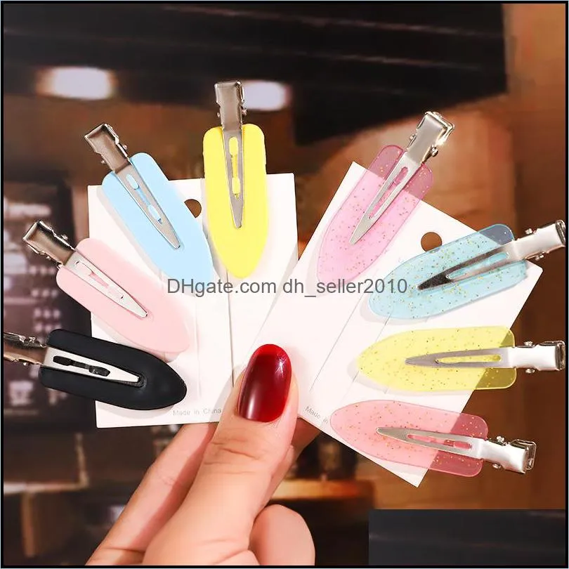 Traceless Candy Color Hair Clips Hairdressing Make Up Hairpin Small Leaf Duckbill Clip Transparent Girl Child Jewelry Accessories 0 3wy