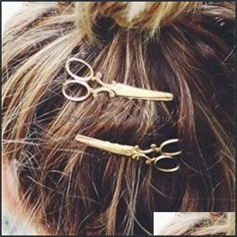 Retro Hairpin Clips Personality Original Fashion Lovely Small Scissors Side Clip Alloy Simple Hair Clips Accessories Woman Gifts