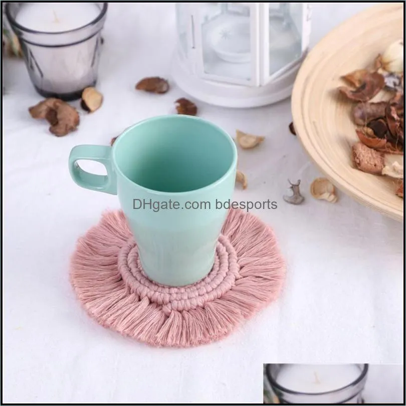 Desktop Heat Resistant Table Mat Bohemia Decor Handwoven Macrame Coasters Cotton Rope Braided Placemats Cup Pad