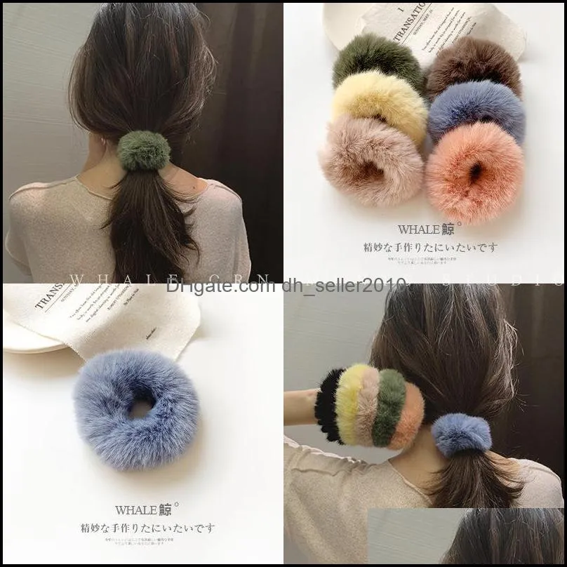 Girl Mink Hair Lovely Coiling Pure Color Women Plush Headrope Multicolor Fashion Accessories Pattern