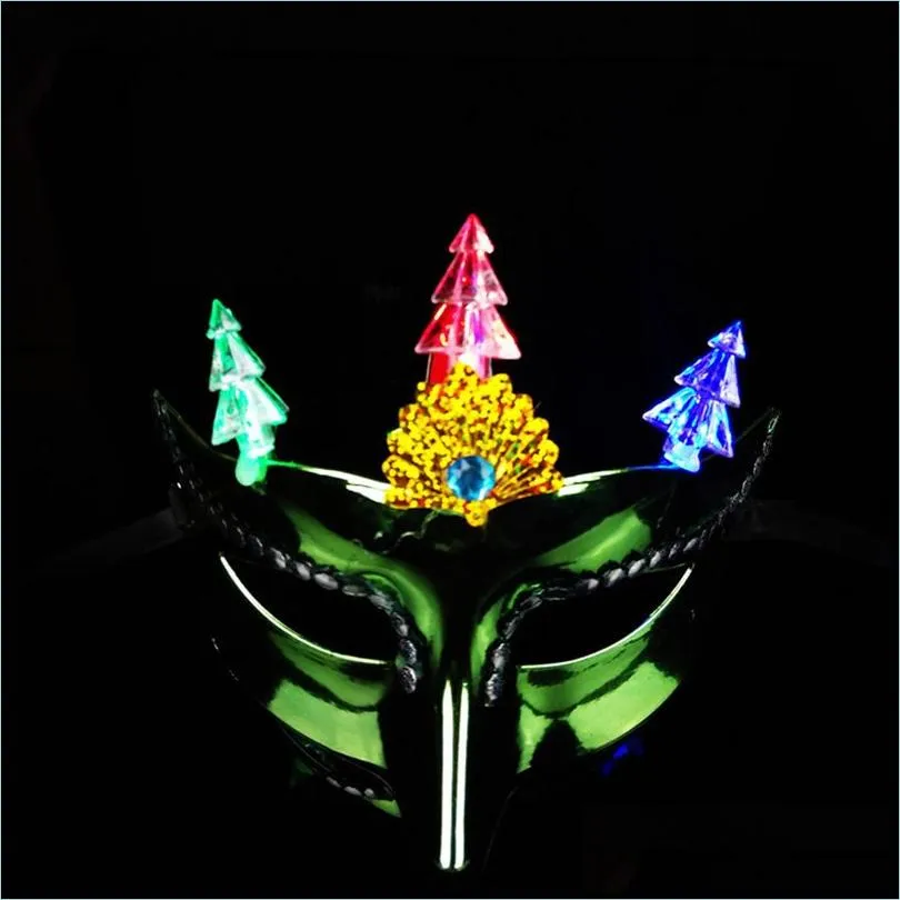 party masks electroplating led glowing beauty mask masquerade party masks princess fashion woman half face marks halloween xmas decor