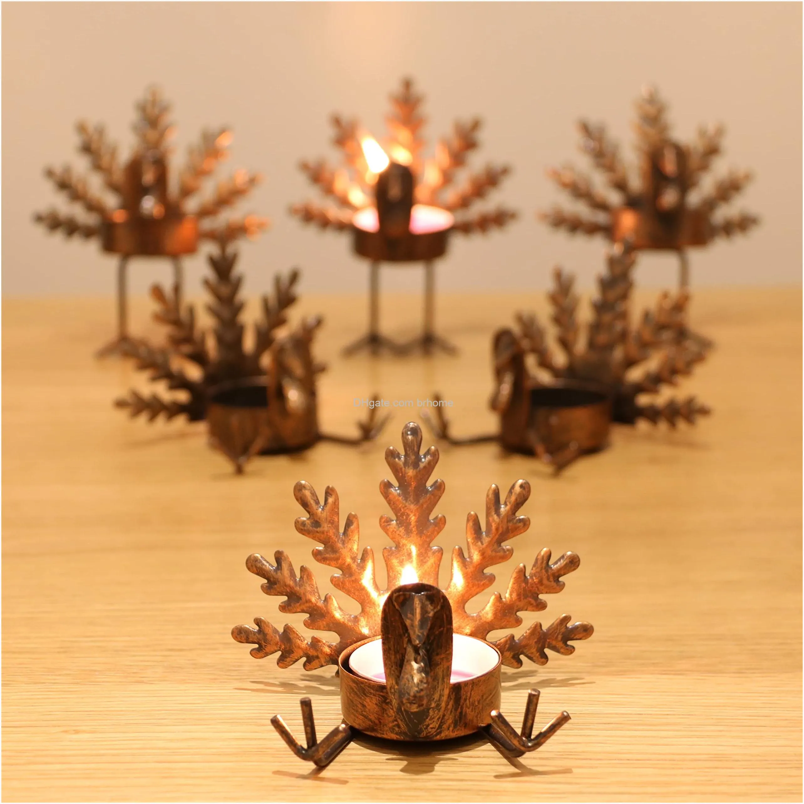 metal turkey tea light candle holders thanksgiving decoration