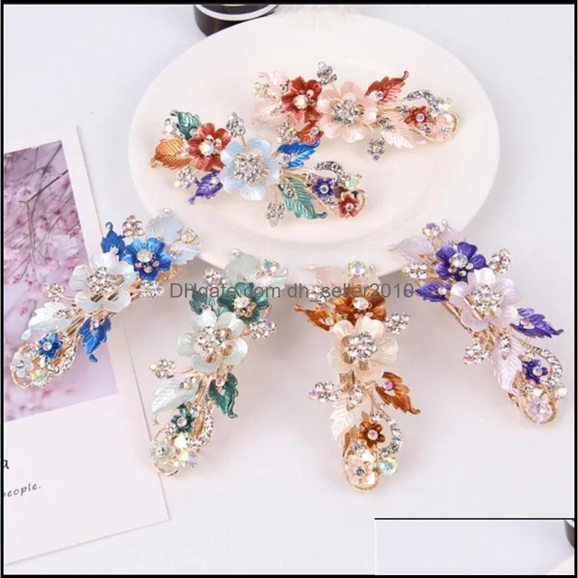 Inlay Crystal Women Hairpin Jewellery Hollow Flower Lady Fashion Alloy Spring Clip Multicolor Hair Accessories 4 5bc J2