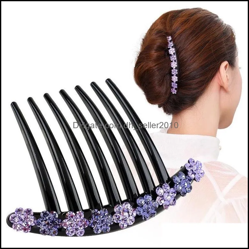 Rhinestone Plastic Hair Combs Flowers Shiny Tuck Comb Women Lady Fashion Hairpin Head Accessories Jewelry Gifts 3 8yy N2
