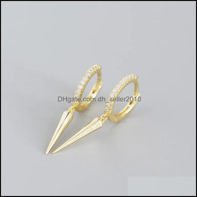 Korean Style gold filled dangle cone stud earrings for girls women simple cute studs jewelry pave tiny cz punk boys brincos