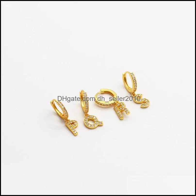 1 pcs 925 Sterling Silver CZ 26 Letters Hoop Earring Zircon Cartilage Earrings Puncture Helix Piercing Earring Fine Jewelry 822 Z2